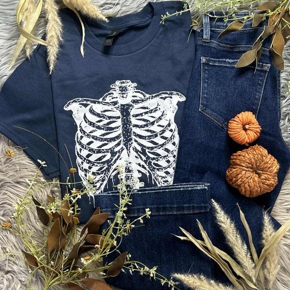 Drippy Ribcage Navy Tee