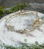 Flower Crystal Pearl Gold Hairband