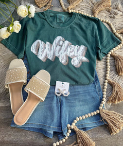 Retro Wifey Blue Spruce Comfort Colors Tee
