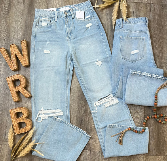 90's Vintage Light Wash Flares