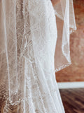Crystal and Pearl Edge Cascade Fingertip Veil