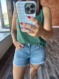 High Rise Raw Hem Shorts