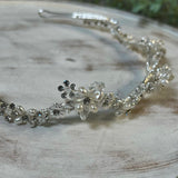 Pearl Crystal Flower Silver Hairband
