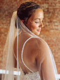 Crystal and Pearl Edge Cascade Fingertip Veil