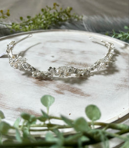 Pearl Crystal Flower Silver Hairband