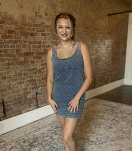 Bow Pattern Denim Dress