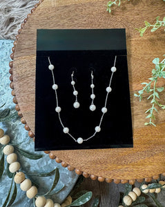 Dangle Pearl Earrings & Necklace Set