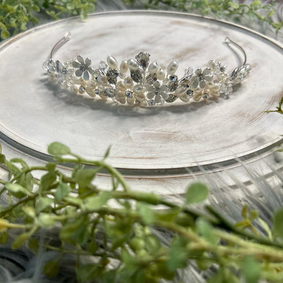 Crystal Pearl Flower Tiara