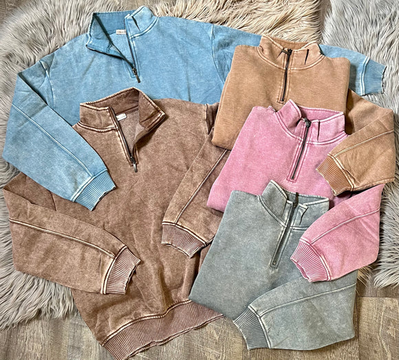 Acid Wash 1/4 Zips