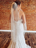 Crystal and Pearl Edge Cascade Fingertip Veil