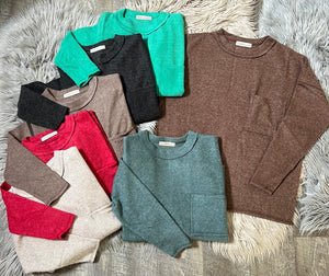 Ribbed Brushed Melange Sweater Top