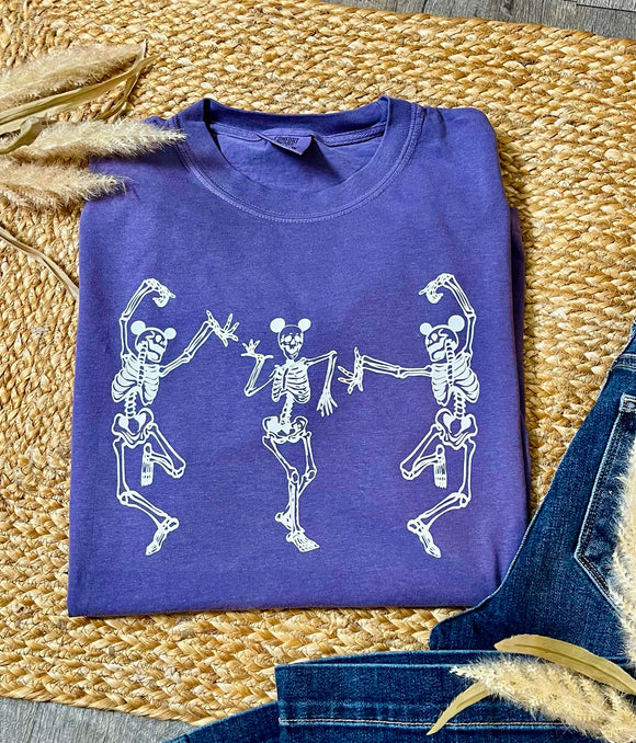 Dancing Mouse Skeletons Grape Comfort Colors Tee