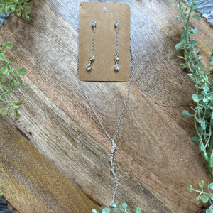 Silver Crystal Earrings & Necklace Set