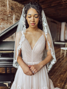 Blush Floral Lace Veil