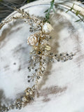 Flower Crystal Pearl Gold Hairband