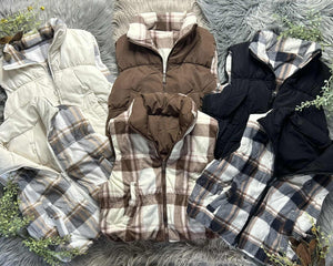 Reversible Plaid Cropped Vests