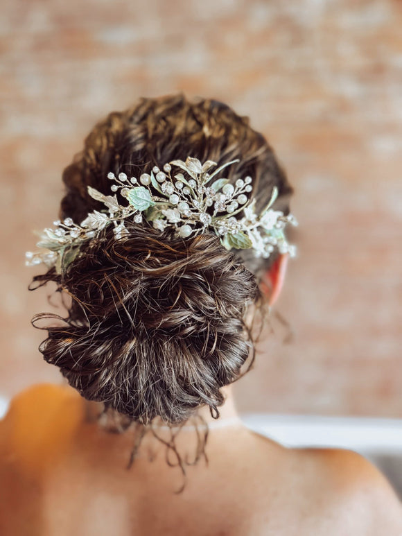 Pearl and Leaf Hair Clip