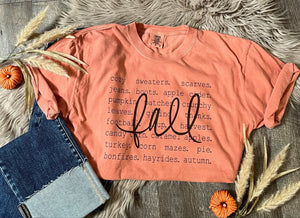 Fall Word Collage Terracotta Comfort Colors Tee