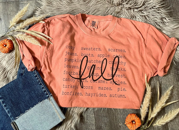 Fall Word Collage Terracotta Comfort Colors Tee