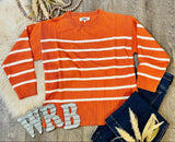 Orange White Striped Sweater