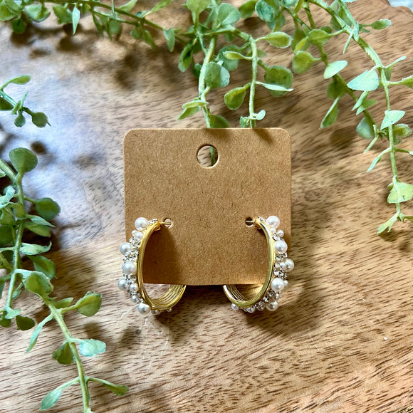 Pearl Gold Hoop Earrings