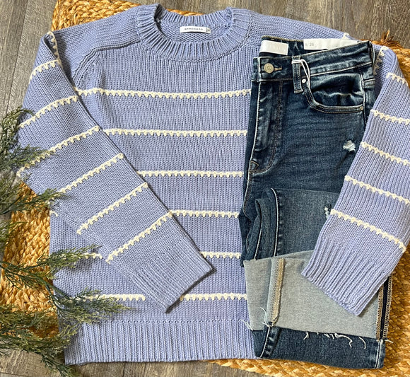 Blanket Stitched Sweater - Periwinkle
