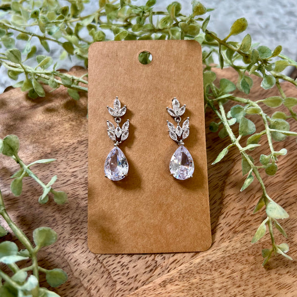 Leaf Top Teardrop Dangle Earrings