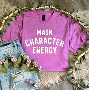 Main Character Energy Heather Radiant Orchid Tee