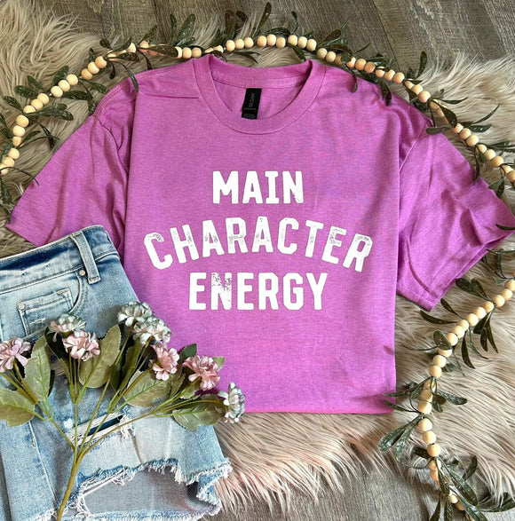 Main Character Energy Heather Radiant Orchid Tee