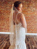 Crystal and Pearl Edge Cascade Fingertip Veil