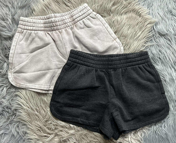 Acid Wash Pocket Fleece Shorts