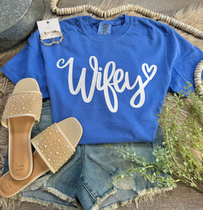 Wifey Flo Blue Comfort Colors Tee