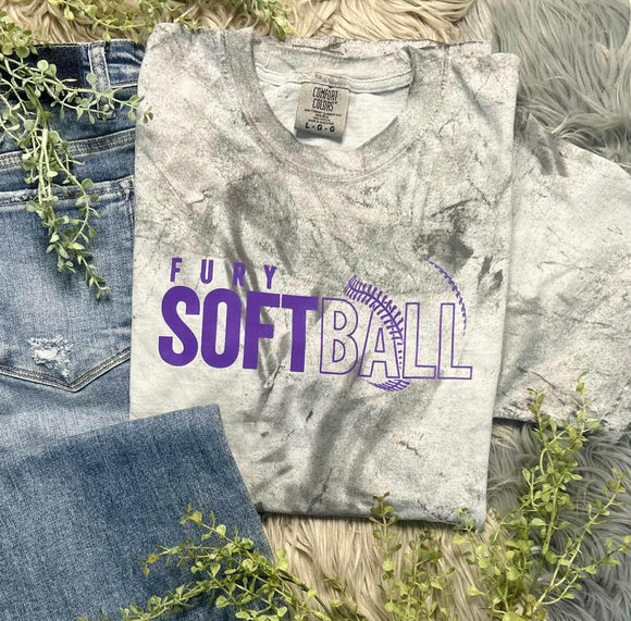 Fury Softball Tie Dye Comfort Colors Tee