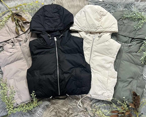 Hooded Cropped Vests