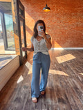 Stripe Scoop Neck Short Sleeve Cardigan