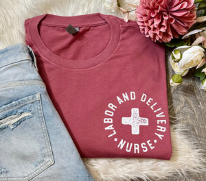 Labor & Delivery Nurse Chest Logo Tee