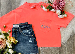 Floral Mama Repeat Pocket Coral Tee