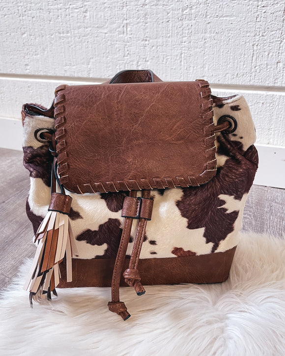 Kourtney Two Tone Backpack- Brown Cow