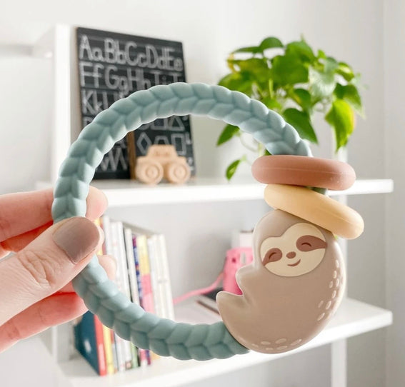 Itzy Ritzy: Silicone Teether Rattle- Sloth