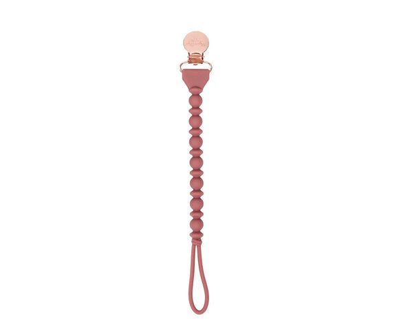 Itzy Ritzy: Sweetie Strap Pacifier Clip- Rosewood Beaded
