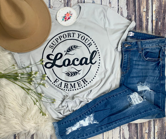 Support Your Local Farmer Tee : Grey