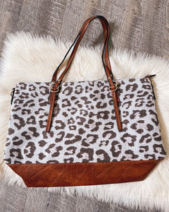 Willow Two Tone Tote- Grey Camel Cheetah