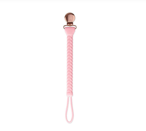 Itzy Ritzy: Sweetie Strap Pacifier Clip- Pink Braid